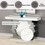 Nysa - 47" X 14" Console Table - Mirrored & Faux Crystals