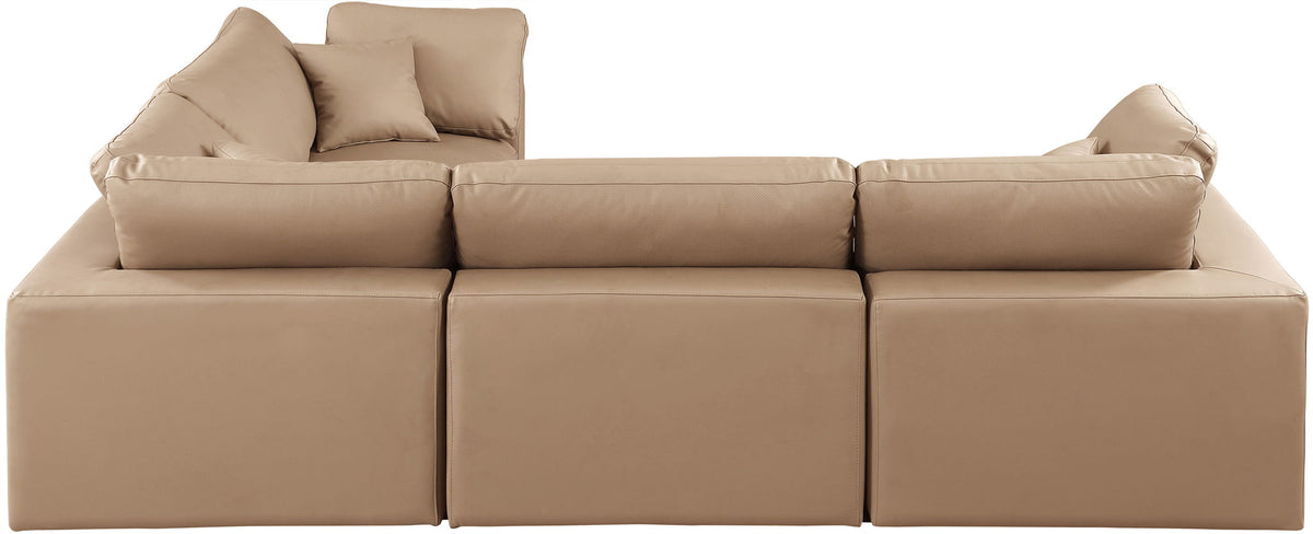 Comfy - 4 Piece Faux Leather Modular Sectional - Tan