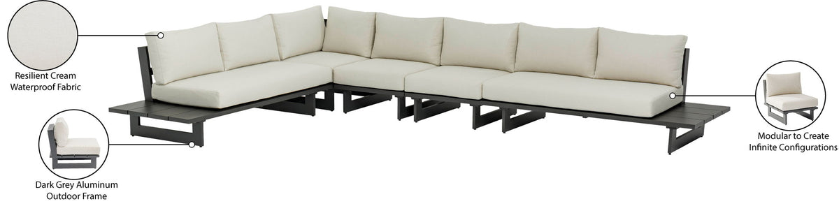 Maldives - 5 Piece Water Resistant Outdoor Patio Modular Sectional With Gray Base