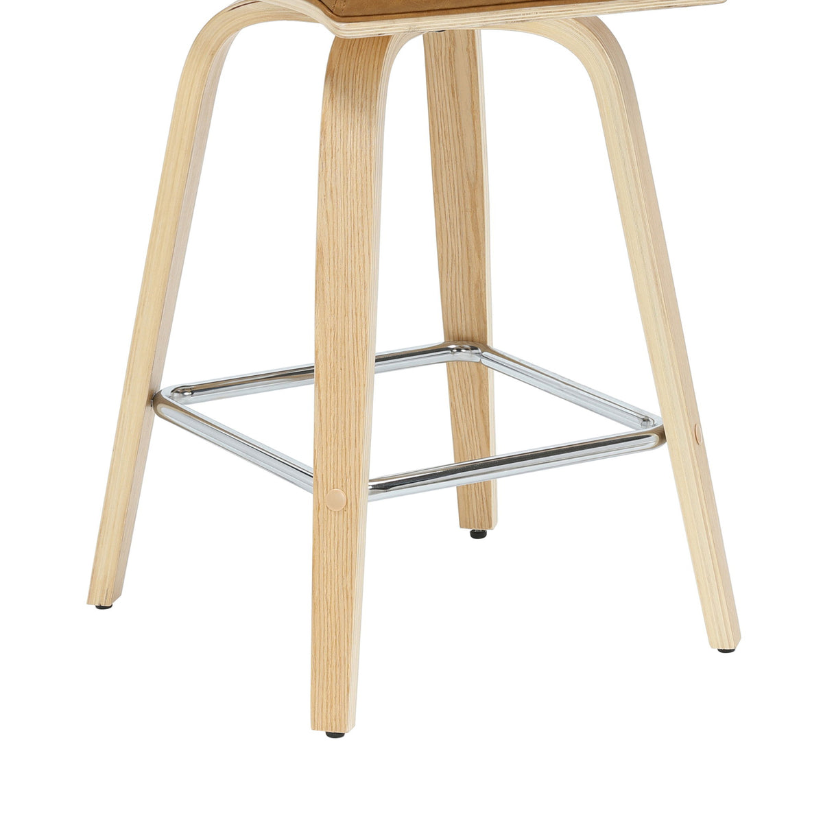 Vienna - 35.5" Swivel Counter Height Square Back Wood Bar Stool With Faux Leather Seat