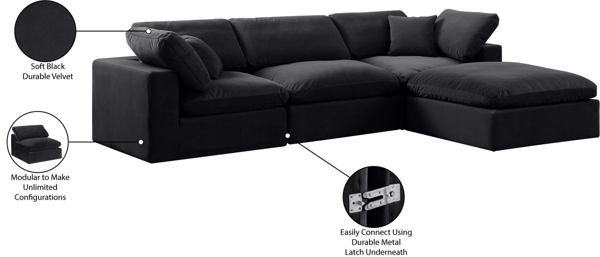 Comfy - 4 Piece Velvet Modular Sectional With Chaise