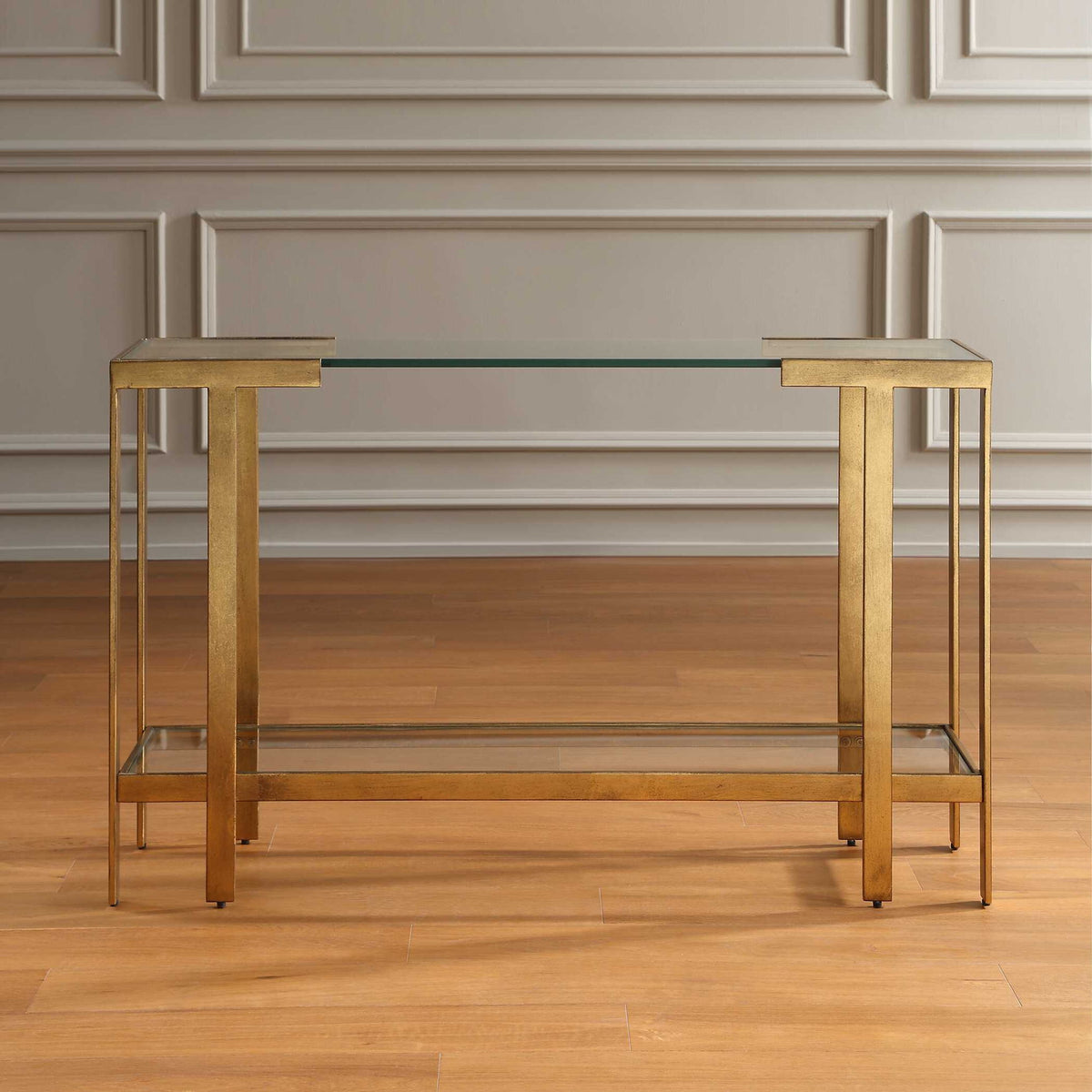 Kendrick - Glass Console Table - Gold