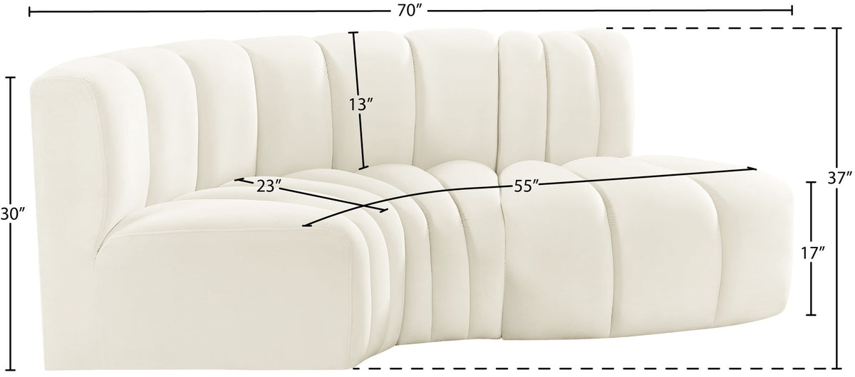 Arc - Velvet 3 Piece Modular L-Shaped Sofa