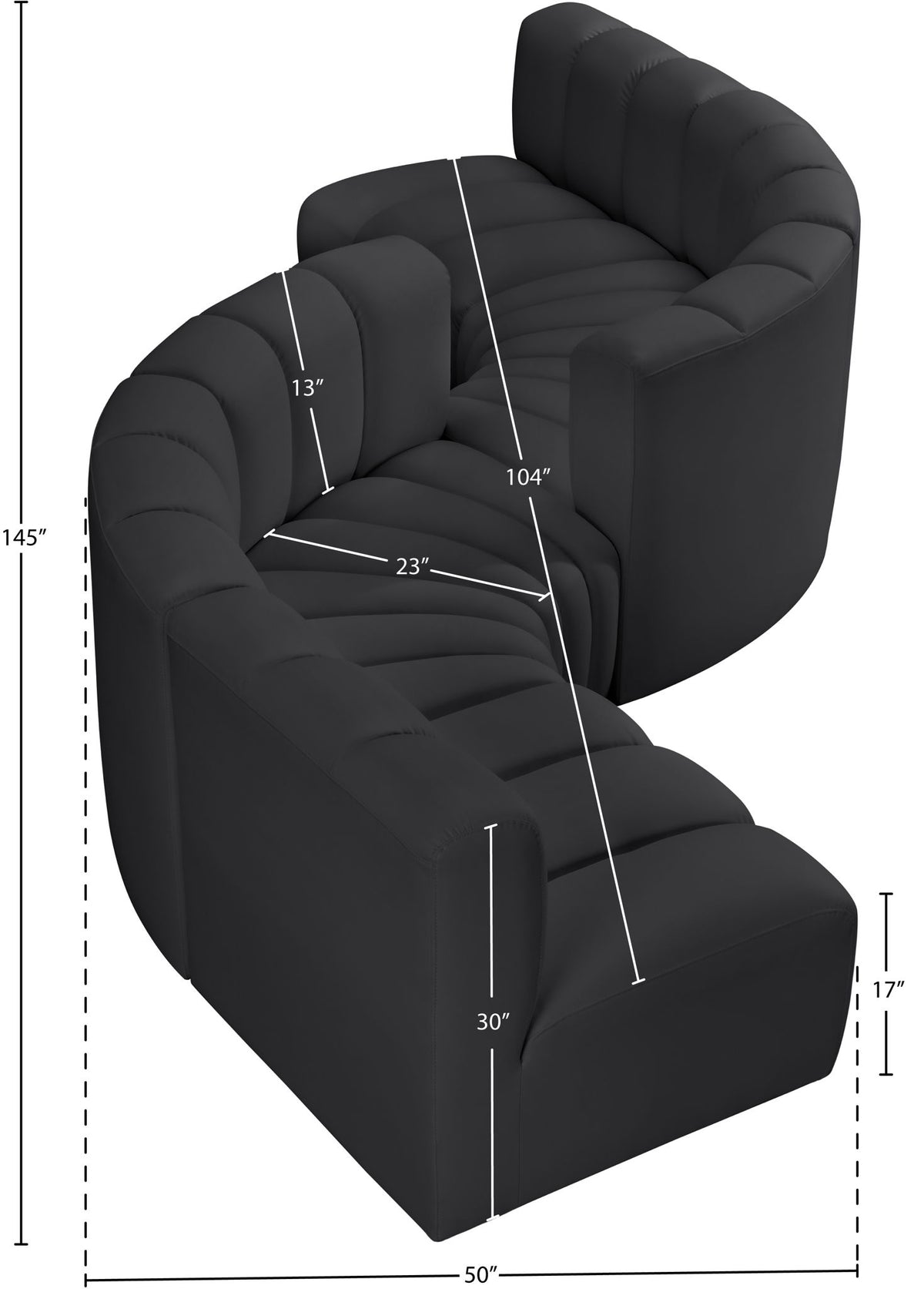 Arc - Faux Leather 6 Piece Modular Sofa