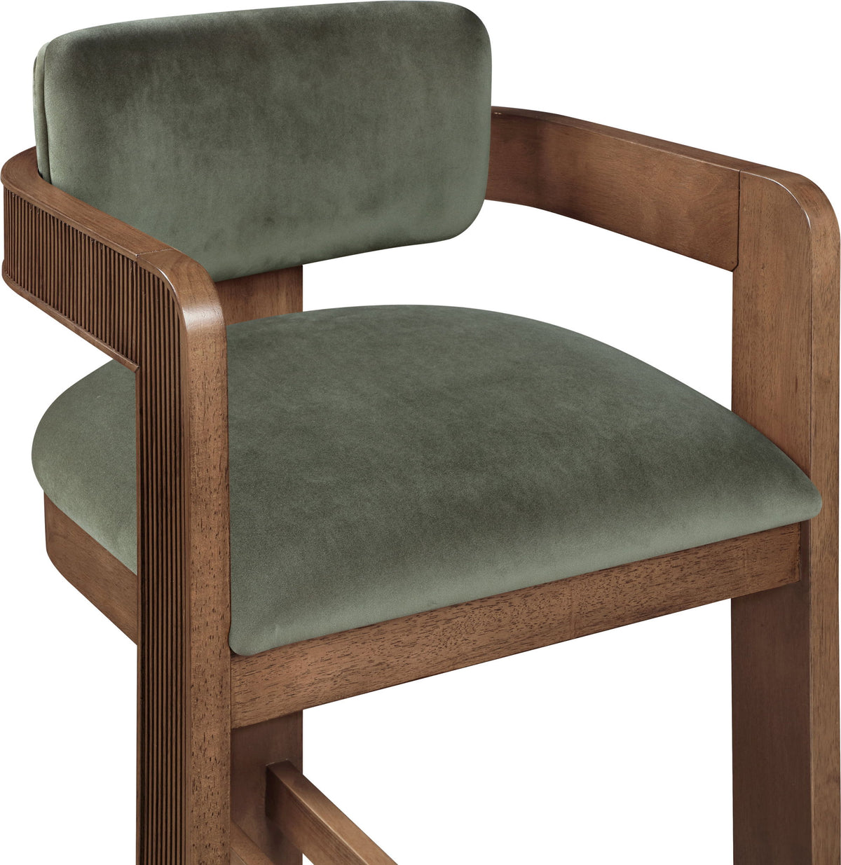 Sacha - Velvet Stool With Brown Base