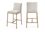 Reeves - Chenille Fabric Upholstered Counter Stool (Set of 2) - Gold Base