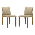 Velena - Full Back Top Grain Leather Upholstered Wood Dining Chairs (Set of 2) - Khaki