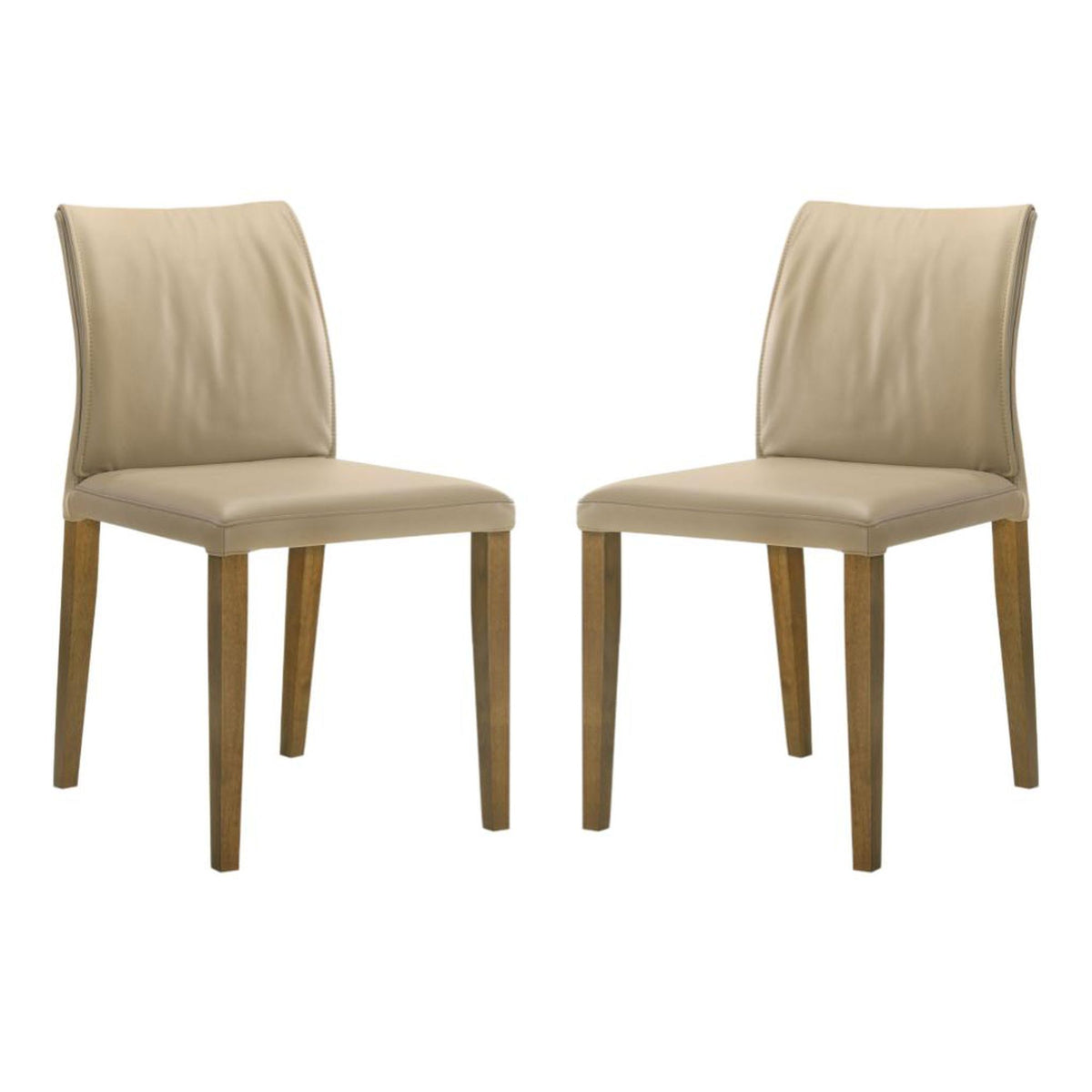 Velena - Full Back Top Grain Leather Upholstered Wood Dining Chairs (Set of 2) - Khaki