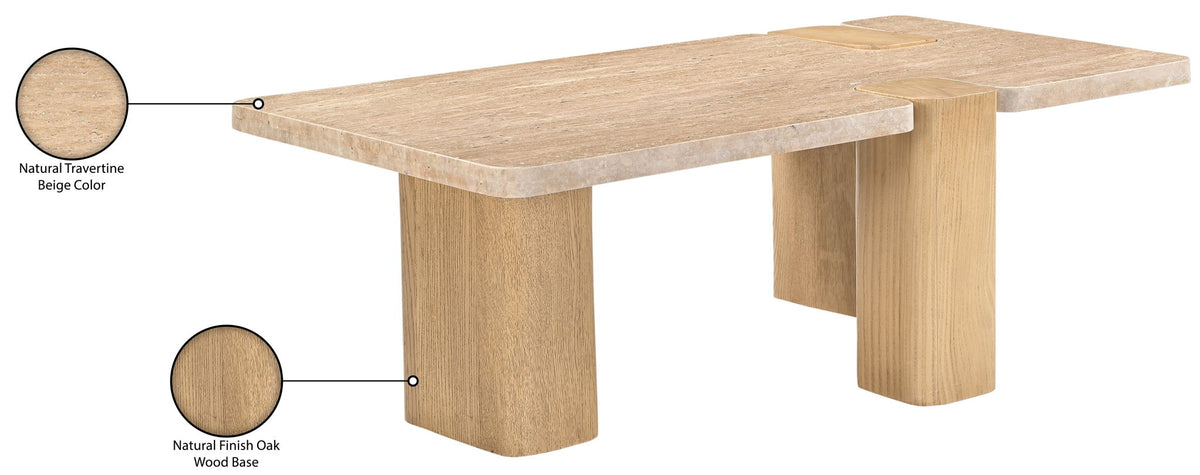 Ravenna - Genuine Fabric Travertine And Oak Wood Table
