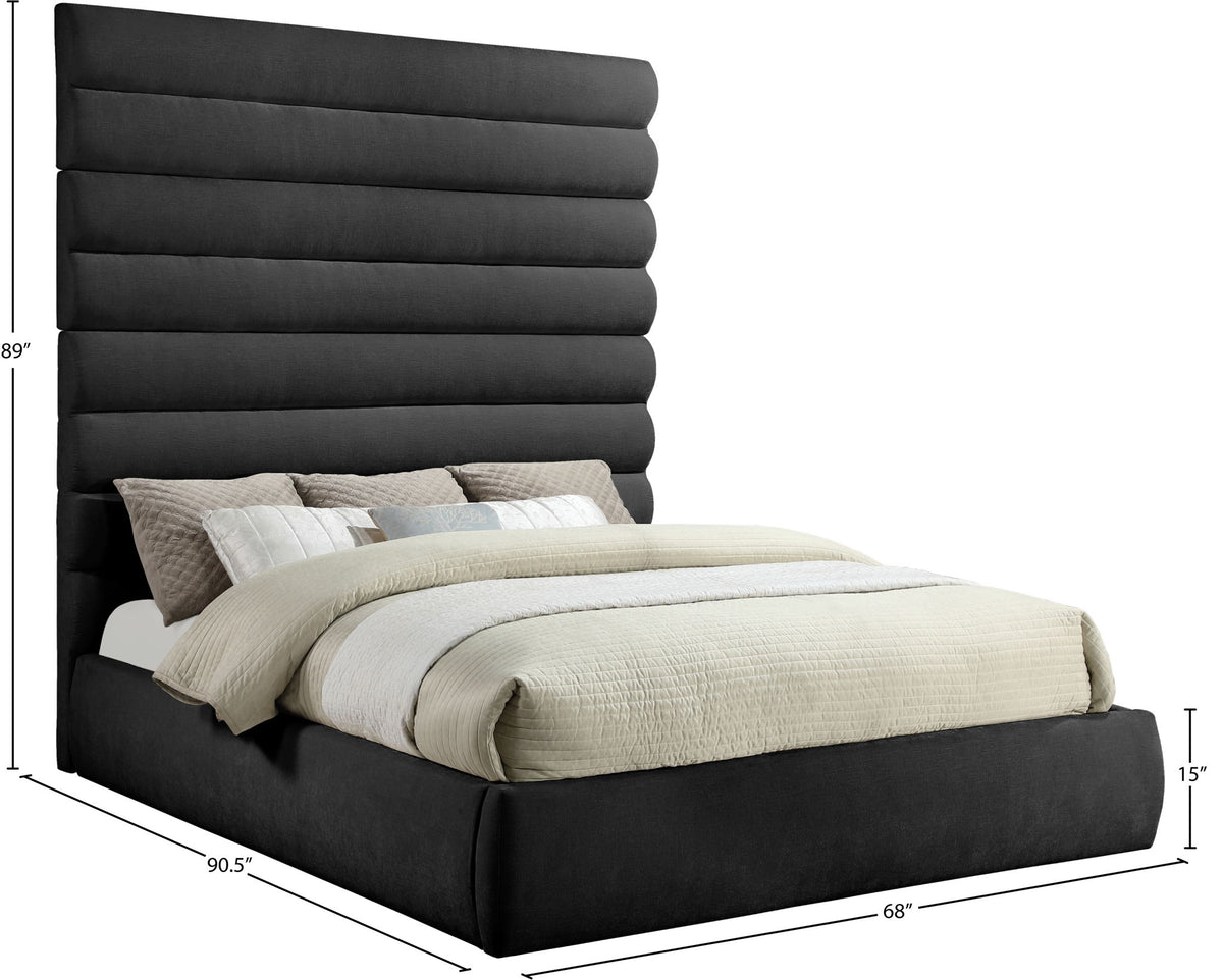 Adam - Chenille Fabric Bed With 89" Headboard