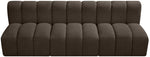 Arc - Boucle Fabric 3 Piece Modular Straight Sofa - Brown
