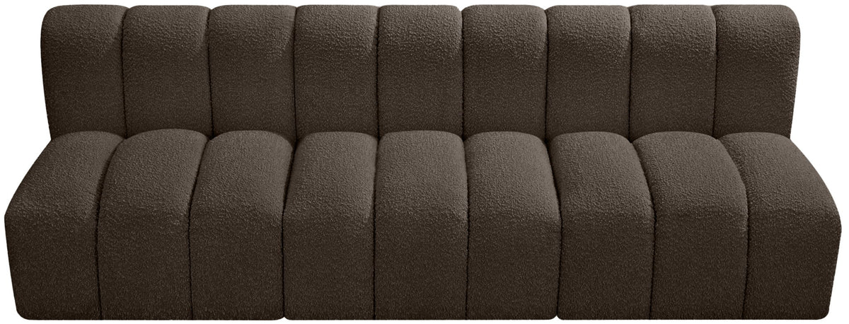 Arc - Boucle Fabric 3 Piece Modular Straight Sofa - Brown