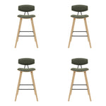 Fox - Bar Height Curved Back Wood Bar Stool With Faux Leather Seat