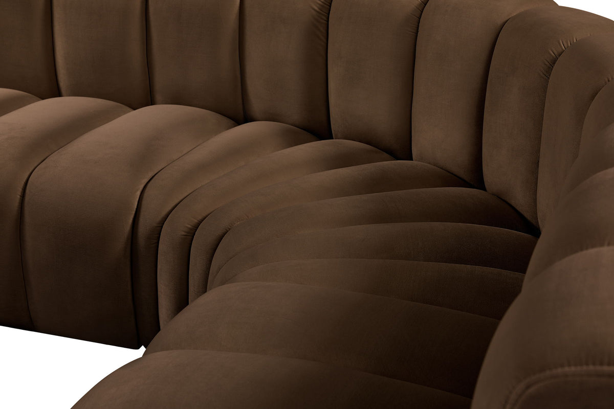 Arc - Velvet 5 Piece U-Shaped Modular Sofa