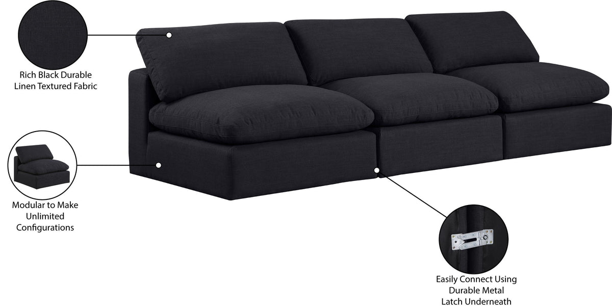 Comfy - Linen Modular Armless Sofa 3 Seats