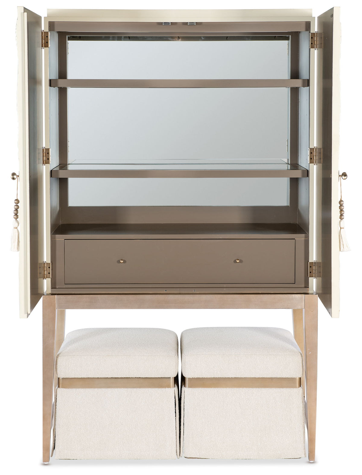 Melange - Dream Weaver Bar Cabinet - White / Light Brown