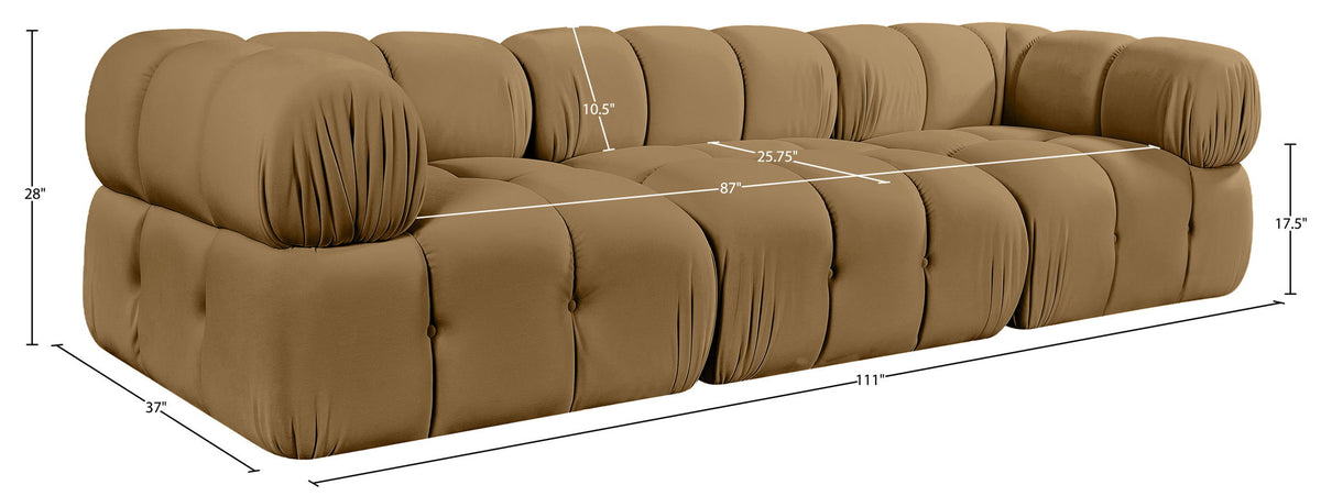 Orin - Velvet Performance Fabric Upholstered 3 Piece Modular Sofa