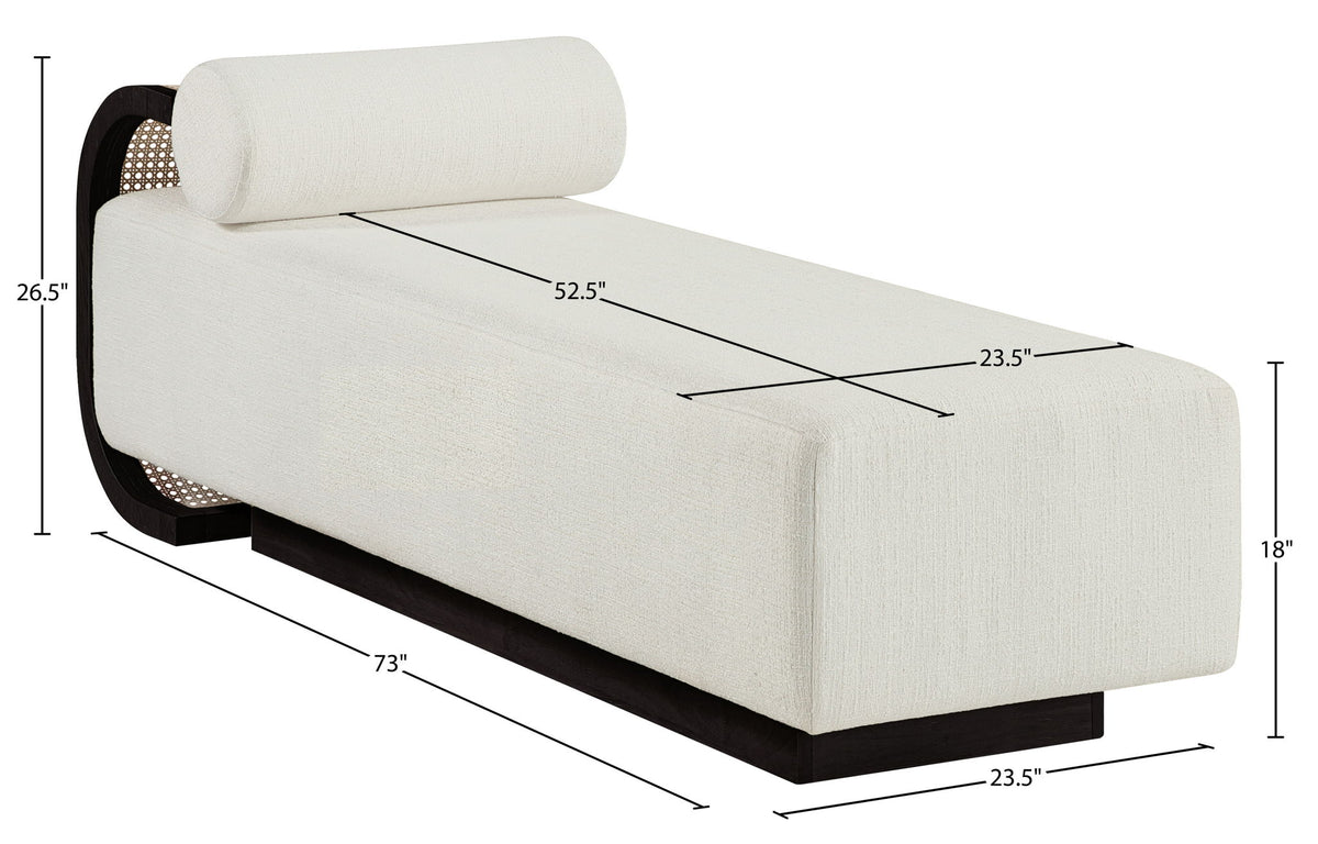 Zephyr - Linen Textured Fabric Upholstered Chaise - Painted Black Base
