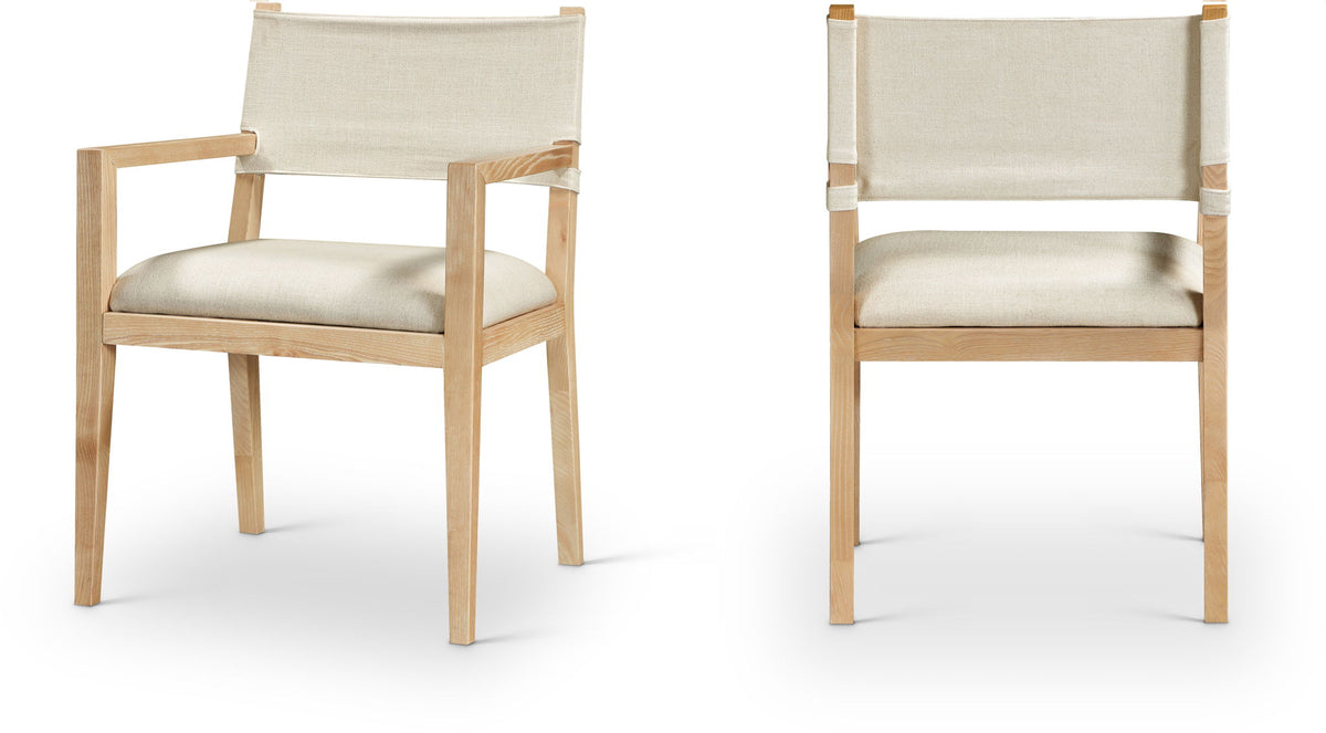 Avon - Linen Textured Performance Fabric Upholstered Dining Arm Chair