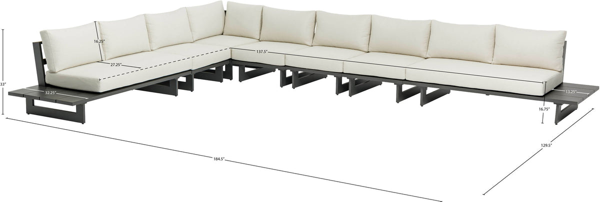 Maldives - 7 Piece Water Resistant Outdoor Patio Modular Sectional With Gray Base