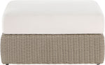 Seacrest - Olefin Water Resistant Fabric And Wicker Outdoor Patio Ottoman/Coffee Table