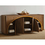 High Light - Lighted 4 Door Console Cabinet - Woodtone