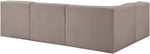 Rummi - Armless Velvet Performance Fabric Upholstered 4 Piece Modular Sectional