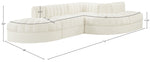 Rummi - Rounded Velvet Performance Fabric Upholstered 5 Piece Modular Sectional