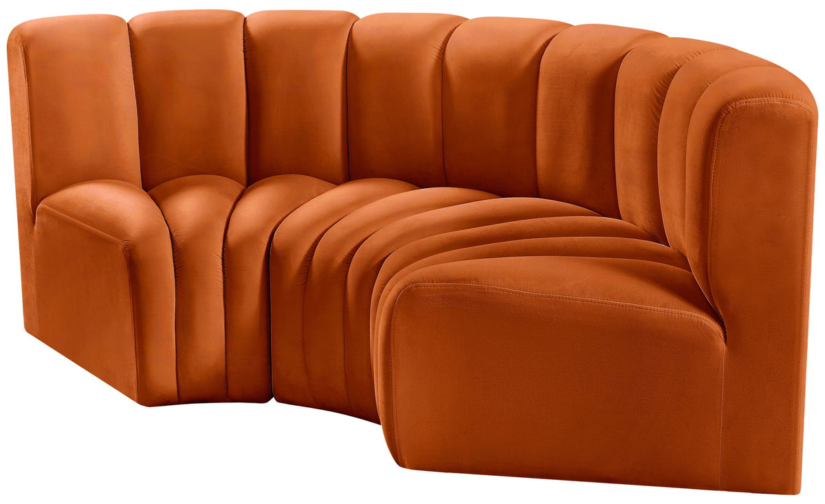 Arc - Velvet 3 Piece Modular U-Shaped Sofa