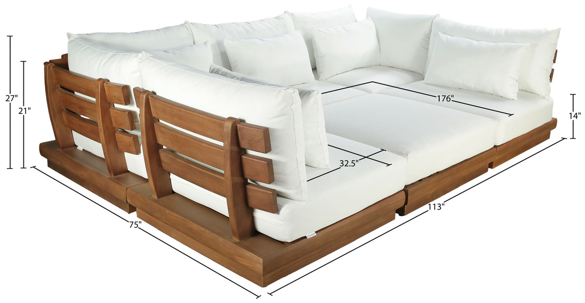 Mirella - 6 Piece Water Resistant Fabric Upholstered Outdoor Patio Modular Sectional