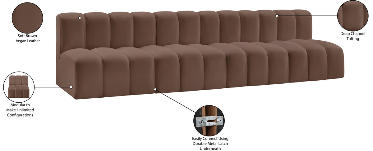 Arc - Faux Leather 4 Seats Modular Sofa