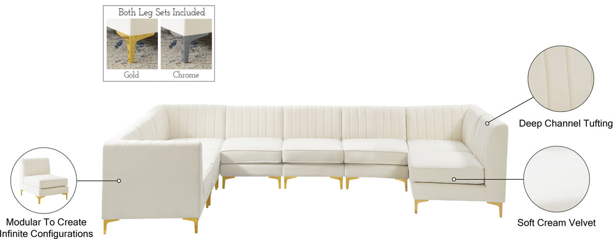 Alina - 8 Piece Velvet Modular Sectional