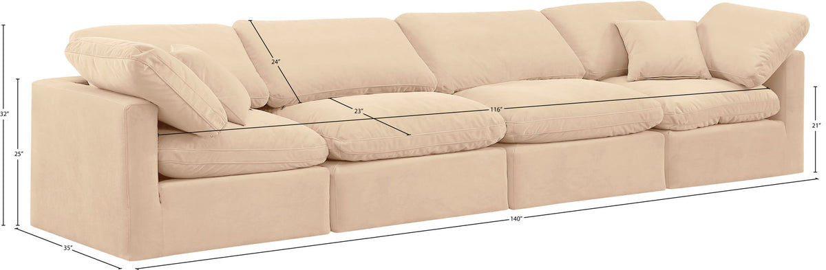 Indulge - Velvet 4 Seat Modular Sofa