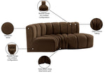 Arc - Velvet 3 Piece Modular L-Shaped Sofa
