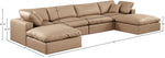 Comfy - 6 Piece Faux Leather Modular Double Chaise Sectional - Tan