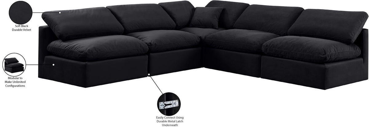 Indulge - Velvet 5 Piece Modular Corner Armless Sectional