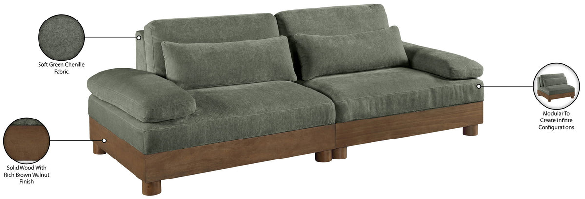 Turin - Chenille Fabric Upholstered Modular Sectional - Green