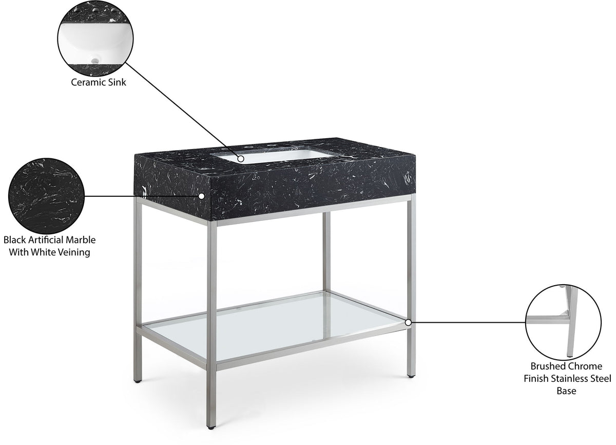 Marmo - Engineered Marble Bathroom Vanity With Chrome Base