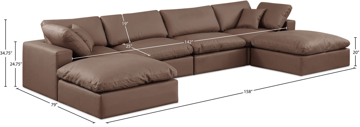 Comfy - 6 Piece Faux Leather Modular Double Chaise Sectional