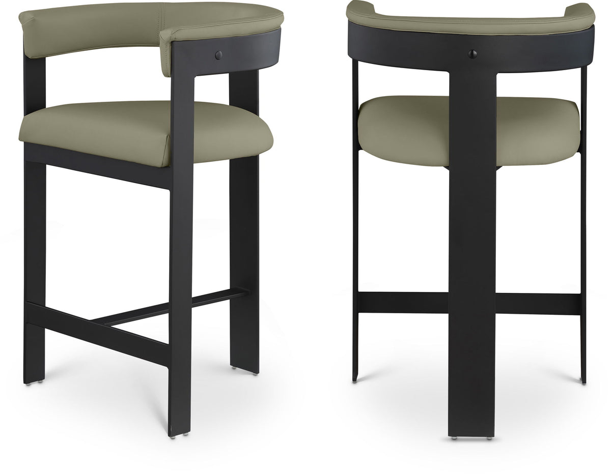 Romeo - Faux Leather Counter Stool With Black Base (Set of 2)