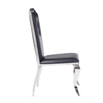 Cyrene - Side Chair (Set of 2) - Black Synthetic Leather & Stainless Steel