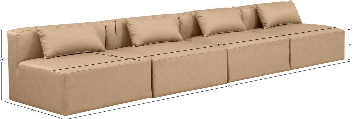 Cube - Modular 4 Piece Armless Sofa - Tan