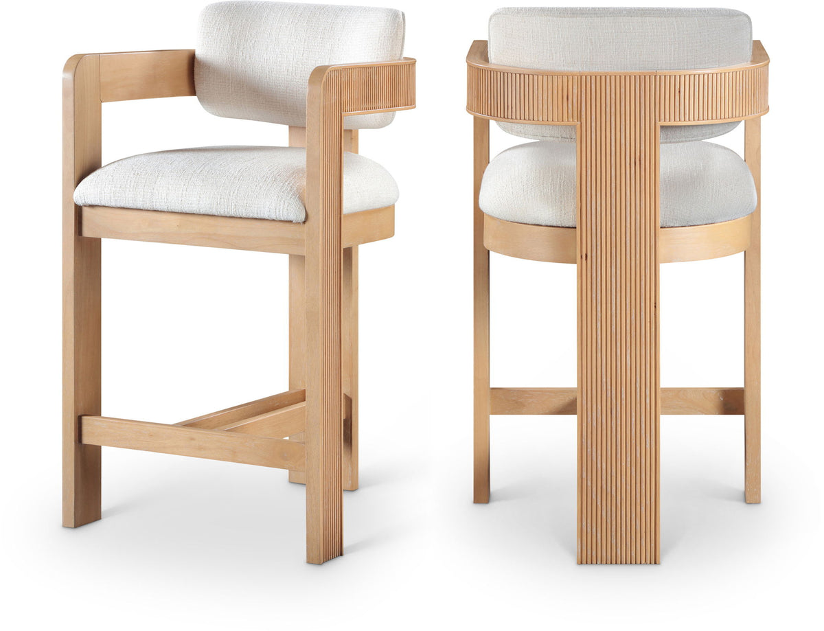 Sacha - Linen Stool With Natural Base