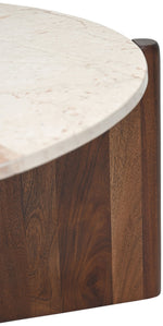 Varenna - Marble Top And Acacia Wood Base Coffee Table - Cream