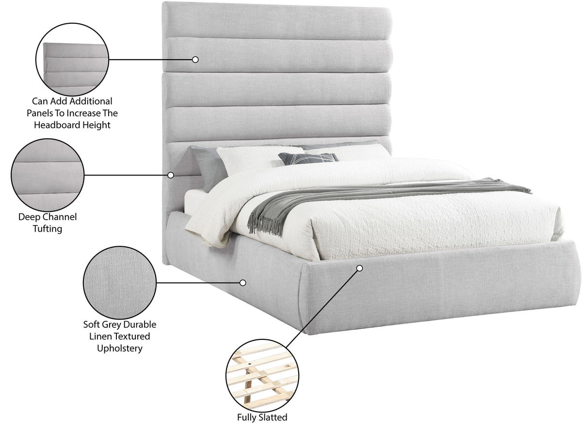 Adam - Linen Fabric Bed With 70.5" Headboard