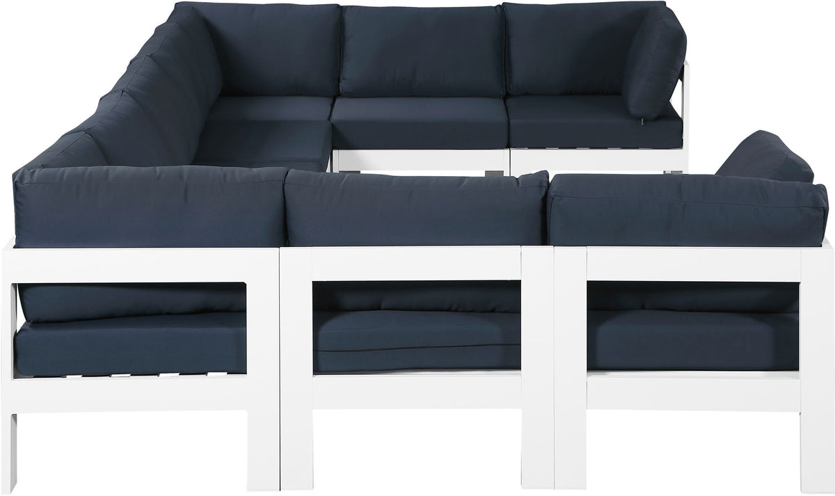 Nizuc - Outdoor Patio 9 Piece Modular Sectional With White Frame