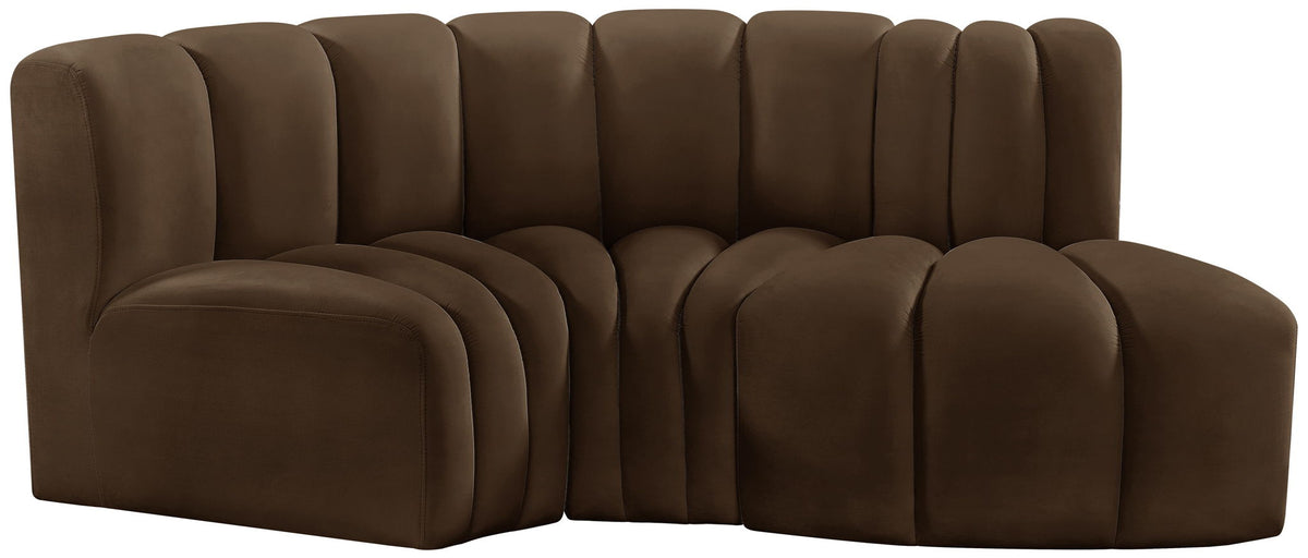 Arc - Velvet 3 Piece Modular L-Shaped Sofa