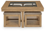 Wittenmyer - Cocktail Table With 4 Stools (Set of 5) - Natural / Black