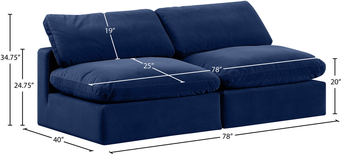 Comfy - Velvet Modular Armless Sofa 2 Seats