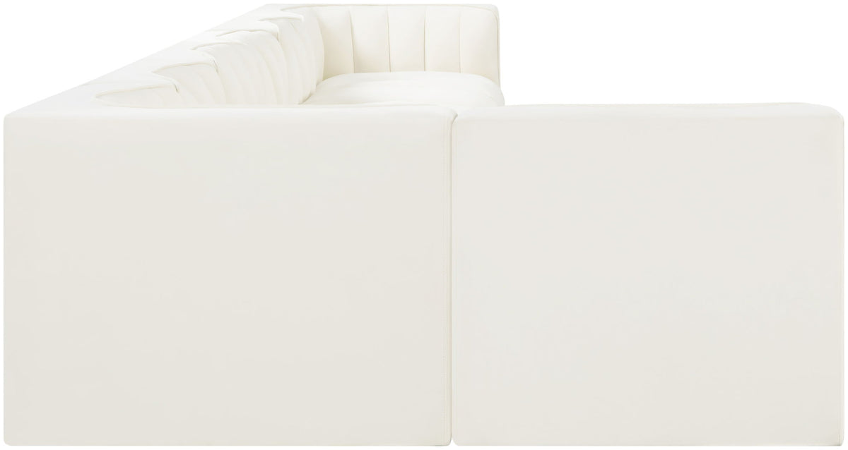Rummi - Velvet Performance Fabric Upholstered 7 Piece Modular Sectional, L-Shaped (Right)